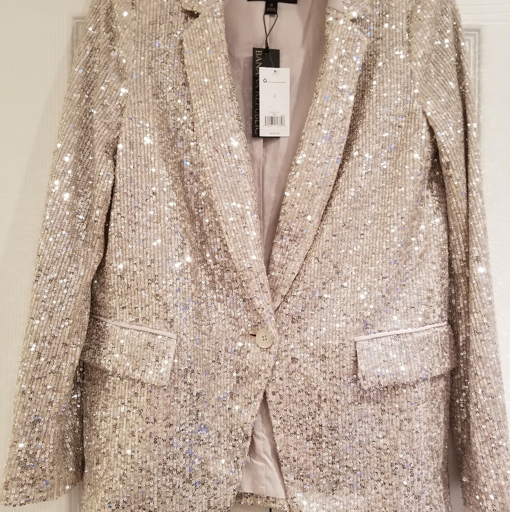 Banana Republic Beige Sequin Blazer